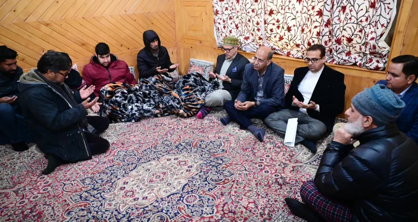 CM Omar Abdullah visits bereaved families of Nowgam PS Blast victims, assures full support